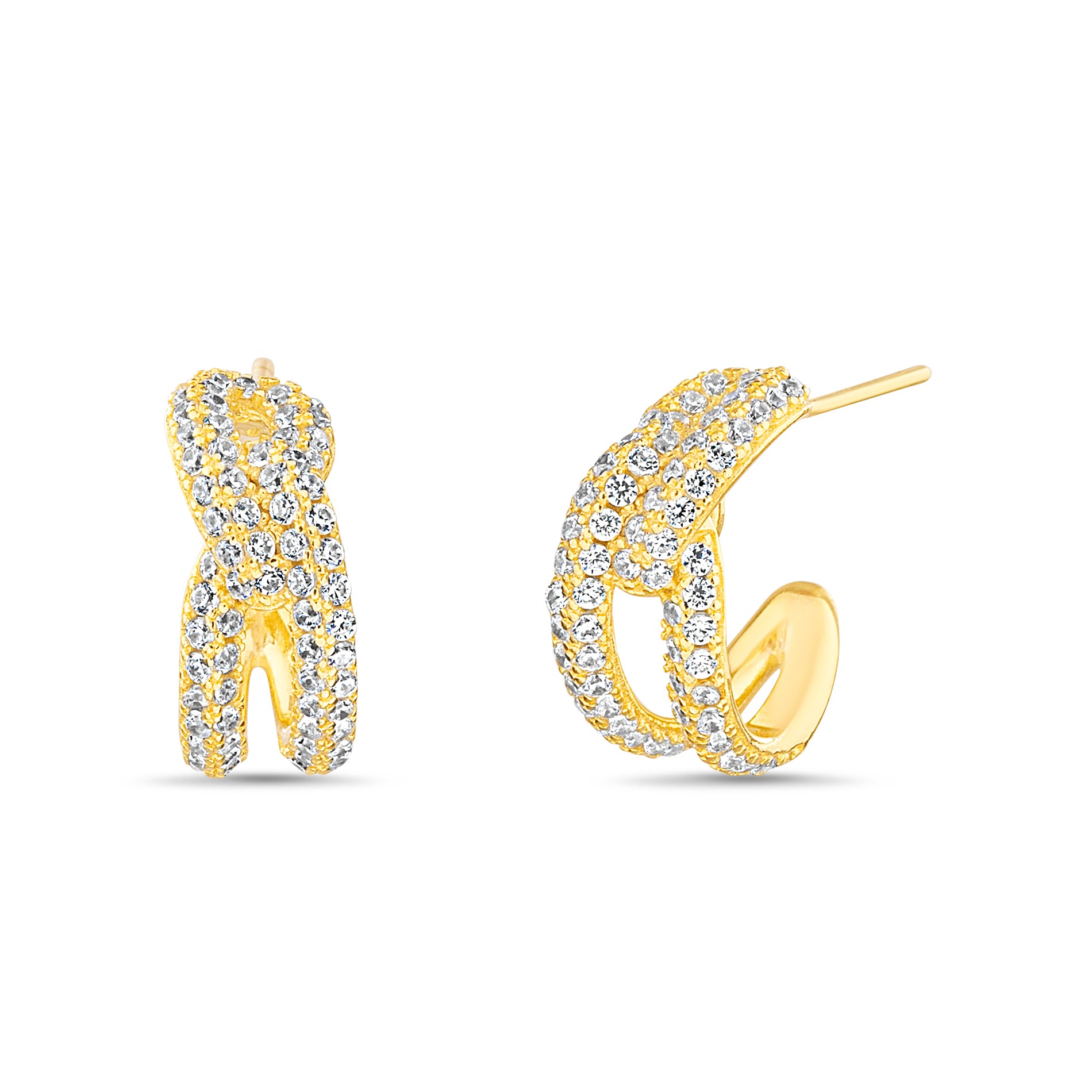 Gold CZ Intertwined Hoops